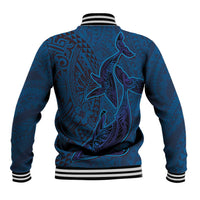Hawaiian Whales Polynesian Art Motifs Baseball Jacket Blue Color LT03 - Polynesian Pride