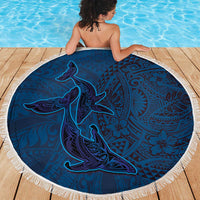 Hawaiian Whales Polynesian Art Motifs Beach Blanket Blue Color LT03 - Polynesian Pride