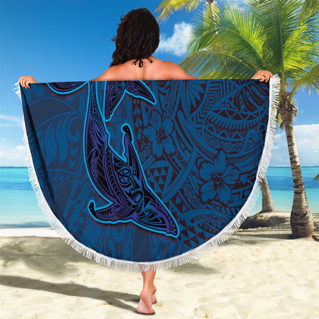 Hawaiian Whales Polynesian Art Motifs Beach Blanket Blue Color LT03 - Polynesian Pride