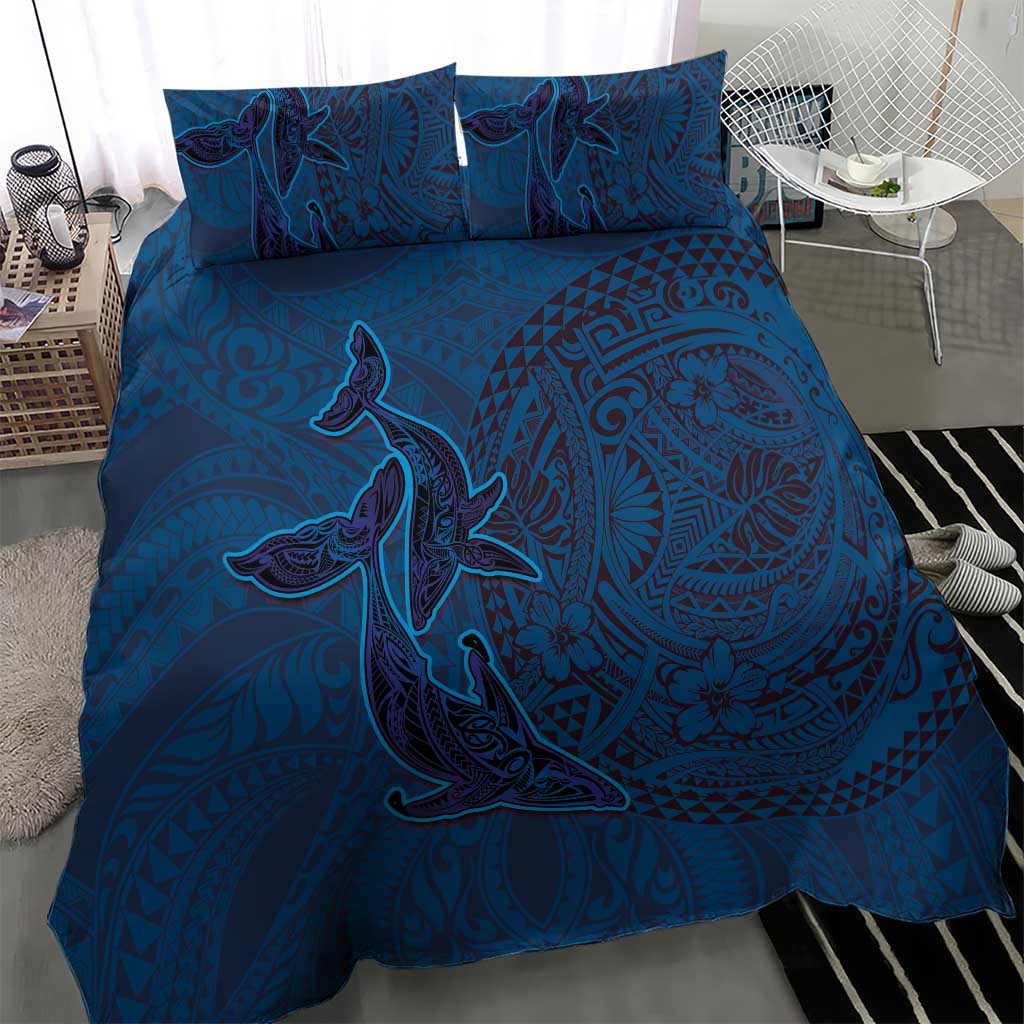 Hawaiian Whales Polynesian Art Motifs Bedding Set Blue Color LT03 - Polynesian Pride