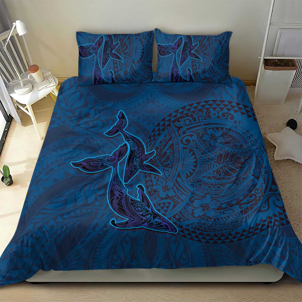 Hawaiian Whales Polynesian Art Motifs Bedding Set Blue Color LT03 - Polynesian Pride