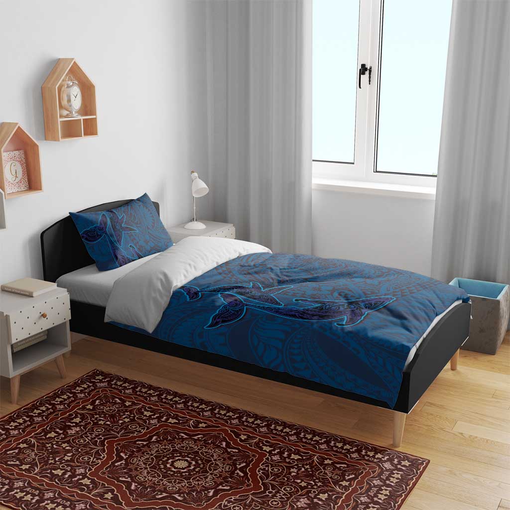 Hawaiian Whales Polynesian Art Motifs Bedding Set Blue Color LT03 - Polynesian Pride