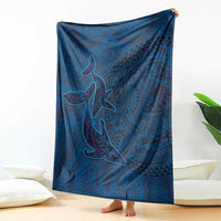 Hawaiian Whales Polynesian Art Motifs Blanket Blue Color LT03 - Polynesian Pride