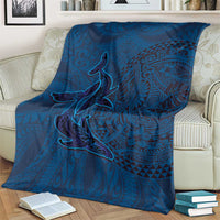 Hawaiian Whales Polynesian Art Motifs Blanket Blue Color LT03 - Polynesian Pride