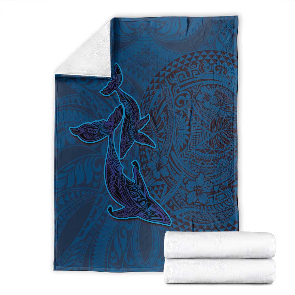 Hawaiian Whales Polynesian Art Motifs Blanket Blue Color LT03 - Polynesian Pride