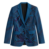 Hawaiian Whales Polynesian Art Motifs Blazer Blue Color LT03 Unisex Blue - Polynesian Pride