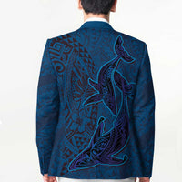 Hawaiian Whales Polynesian Art Motifs Blazer Blue Color LT03 - Polynesian Pride