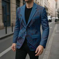 Hawaiian Whales Polynesian Art Motifs Blazer Blue Color LT03 - Polynesian Pride