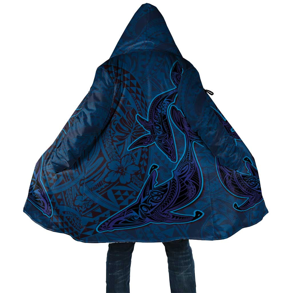 Hawaiian Whales Polynesian Art Motifs Cloak Blue Color LT03 Unisex Blue - Polynesian Pride