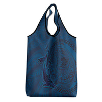 Hawaiian Whales Polynesian Art Motifs Grocery Bag Blue Color LT03 - Polynesian Pride