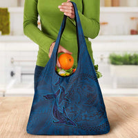 Hawaiian Whales Polynesian Art Motifs Grocery Bag Blue Color LT03 - Polynesian Pride