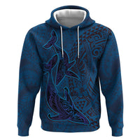 Hawaiian Whales Polynesian Art Motifs Hoodie Blue Color LT03 Pullover Hoodie Blue - Polynesian Pride