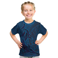 Hawaiian Whales Polynesian Art Motifs Kid T Shirt Blue Color LT03 Blue - Polynesian Pride