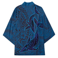 Hawaiian Whales Polynesian Art Motifs Kimono Blue Color LT03 - Polynesian Pride
