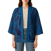 Hawaiian Whales Polynesian Art Motifs Kimono Blue Color LT03 - Polynesian Pride