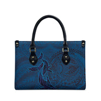 Hawaiian Whales Polynesian Art Motifs Leather Bag Blue Color LT03 - Polynesian Pride