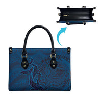 Hawaiian Whales Polynesian Art Motifs Leather Bag Blue Color LT03 - Polynesian Pride