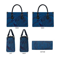 Hawaiian Whales Polynesian Art Motifs Leather Bag Blue Color LT03 - Polynesian Pride