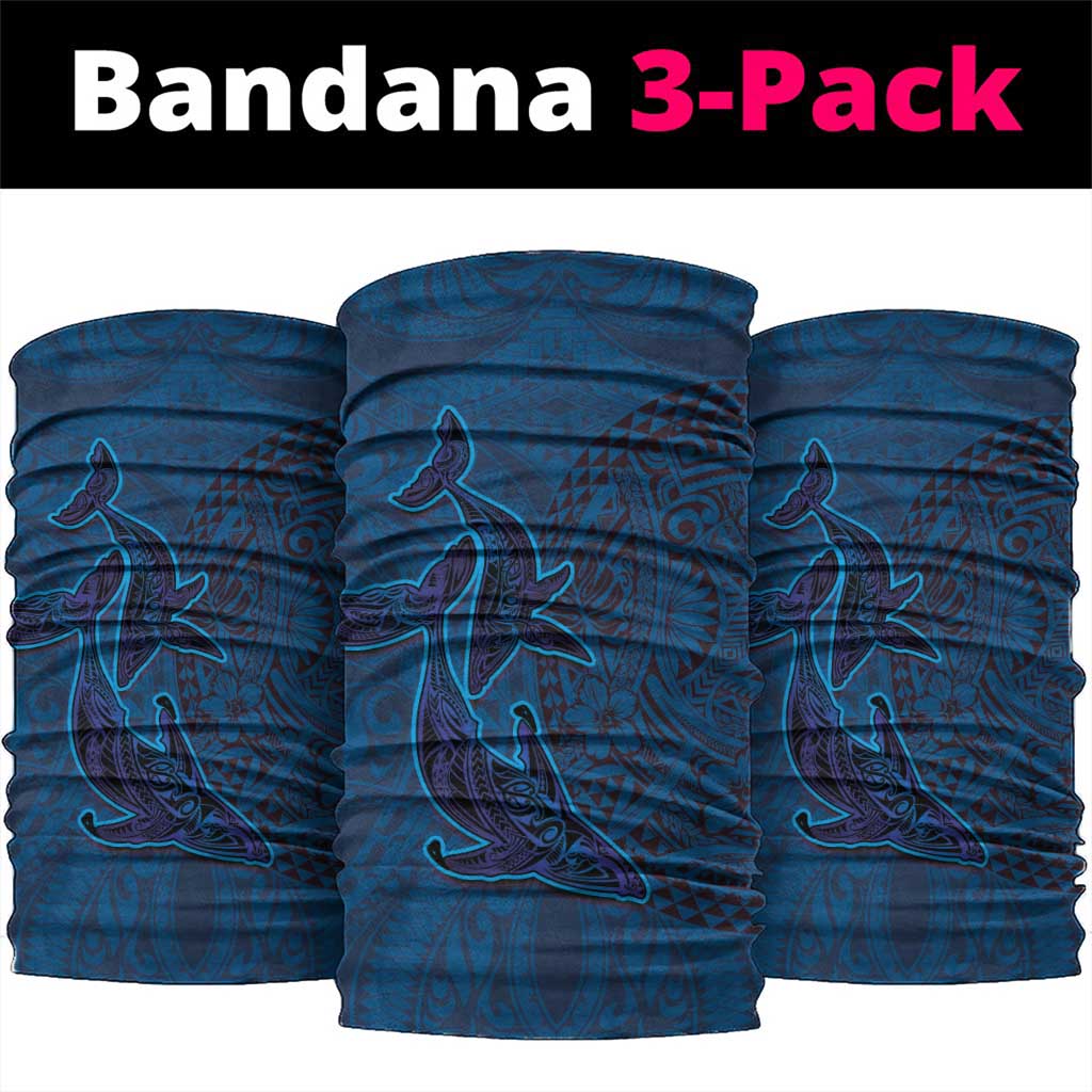 Hawaiian Whales Polynesian Art Motifs Neck Gaiter Blue Color LT03 package One Size: 25*50cm Blue - Polynesian Pride