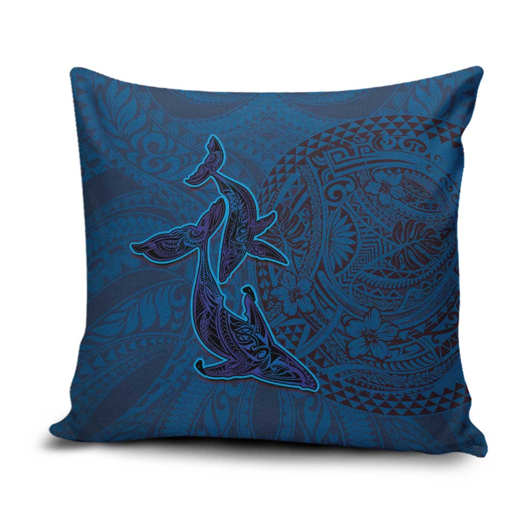 Hawaiian Whales Polynesian Art Motifs Pillow Cover Blue Color LT03 Blue - Polynesian Pride