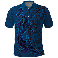 Hawaiian Whales Polynesian Art Motifs Polo Shirt Blue Color LT03 Blue - Polynesian Pride
