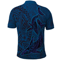 Hawaiian Whales Polynesian Art Motifs Polo Shirt Blue Color LT03 - Polynesian Pride