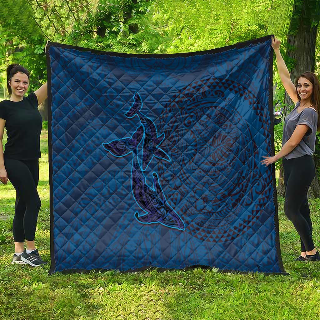 Hawaiian Whales Polynesian Art Motifs Quilt Blue Color LT03 - Polynesian Pride