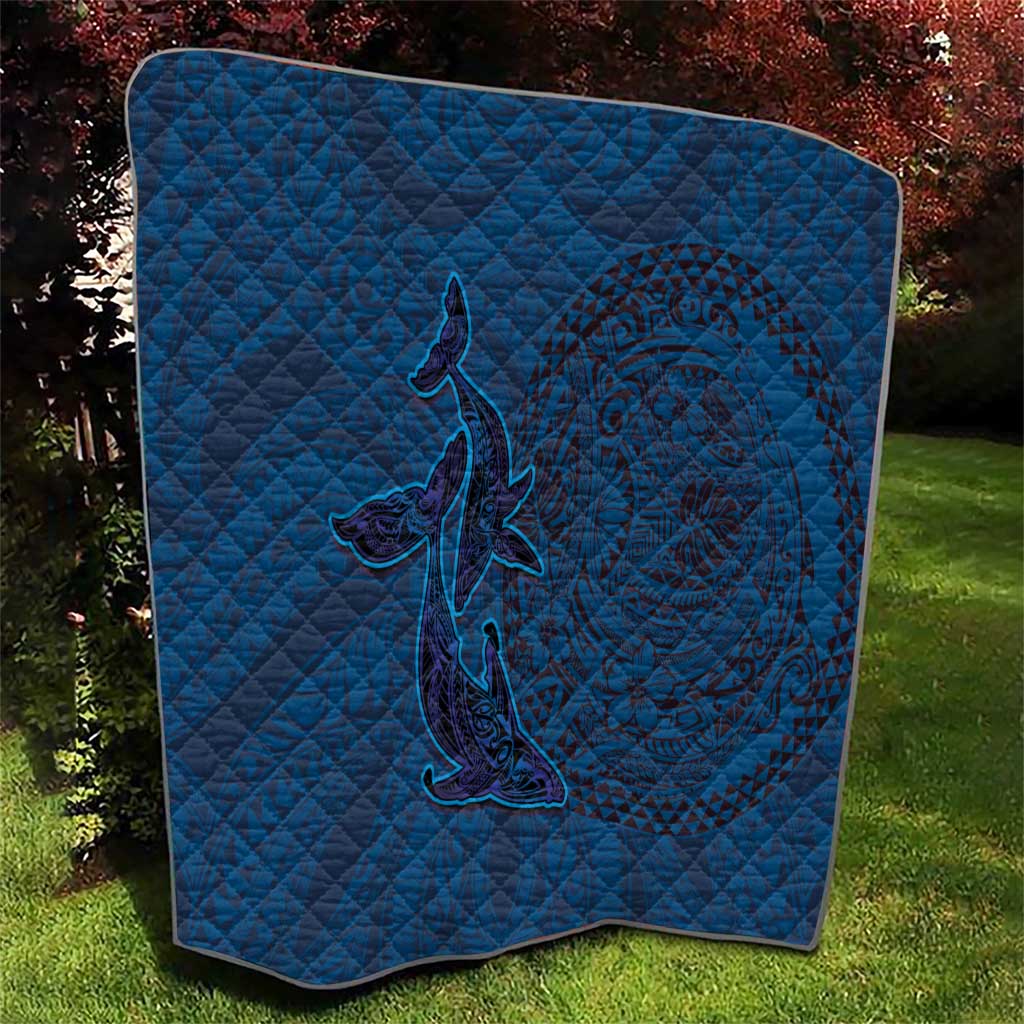 Hawaiian Whales Polynesian Art Motifs Quilt Blue Color LT03 - Polynesian Pride