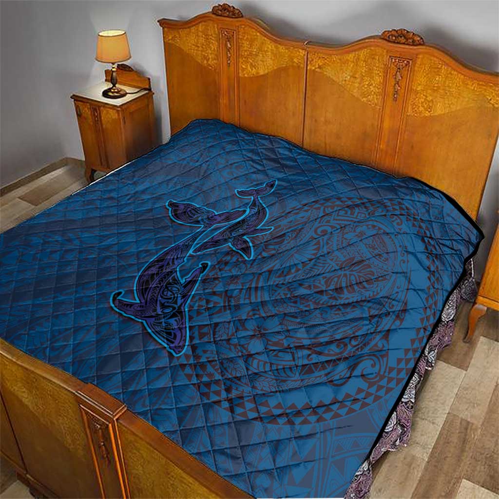 Hawaiian Whales Polynesian Art Motifs Quilt Blue Color LT03 - Polynesian Pride