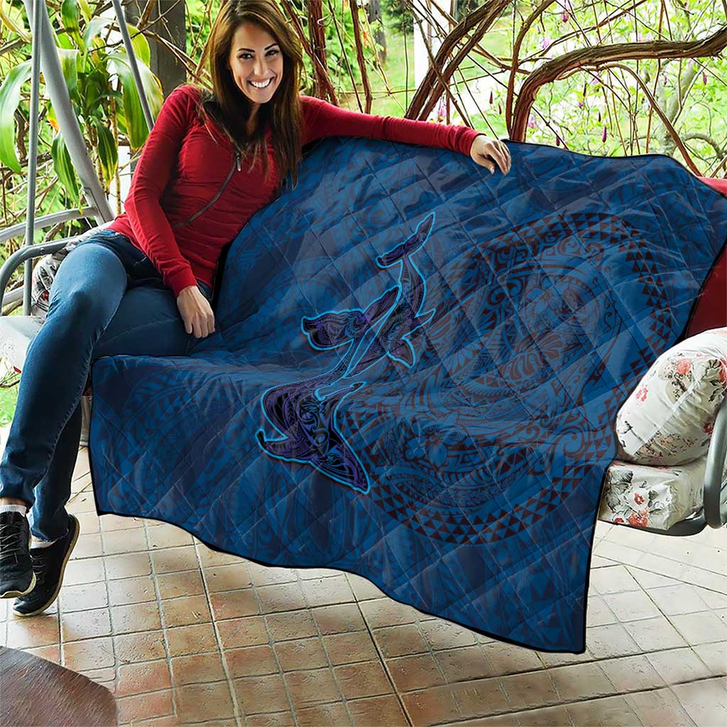 Hawaiian Whales Polynesian Art Motifs Quilt Blue Color LT03 - Polynesian Pride
