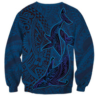 Hawaiian Whales Polynesian Art Motifs Sweatshirt Blue Color LT03 - Polynesian Pride