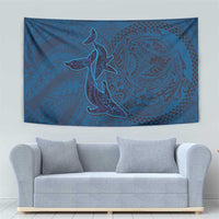 Hawaiian Whales Polynesian Art Motifs Tapestry Blue Color LT03 - Polynesian Pride