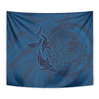 Hawaiian Whales Polynesian Art Motifs Tapestry Blue Color LT03 - Polynesian Pride