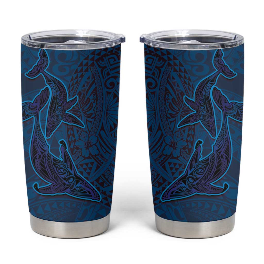 Hawaiian Whales Polynesian Art Motifs Tumbler Cup Blue Color LT03 Blue - Polynesian Pride