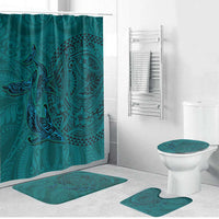 Hawaiian Whales Polynesian Art Motifs Bathroom Set Turquoise Color LT03 Bathroom Set (4 pcs) Turquoise - Polynesian Pride