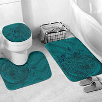 Hawaiian Whales Polynesian Art Motifs Bathroom Set Turquoise Color LT03 Mat Set Only (3 pcs) One Size Turquoise - Polynesian Pride