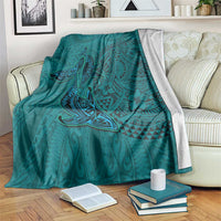 Hawaiian Whales Polynesian Art Motifs Blanket Turquoise Color LT03 Turquoise - Polynesian Pride