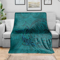 Hawaiian Whales Polynesian Art Motifs Blanket Turquoise Color LT03 - Polynesian Pride