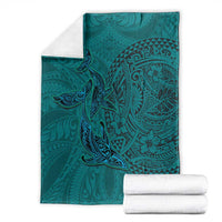 Hawaiian Whales Polynesian Art Motifs Blanket Turquoise Color LT03 - Polynesian Pride