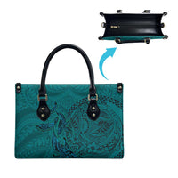 Hawaiian Whales Polynesian Art Motifs Leather Bag Turquoise Color LT03 - Polynesian Pride