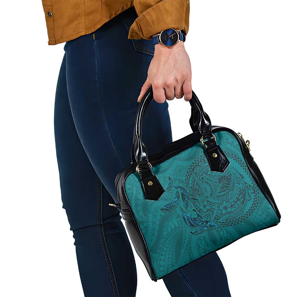 Hawaiian Whales Polynesian Art Motifs Shoulder Handbag Turquoise Color LT03 - Polynesian Pride