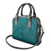 Hawaiian Whales Polynesian Art Motifs Shoulder Handbag Turquoise Color LT03 - Polynesian Pride
