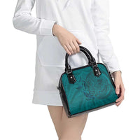 Hawaiian Whales Polynesian Art Motifs Shoulder Handbag Turquoise Color LT03 - Polynesian Pride