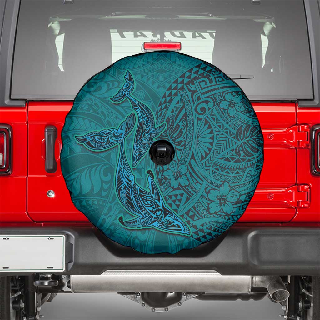 Hawaiian Whales Polynesian Art Motifs Spare Tire Cover Turquoise Color LT03 - Polynesian Pride