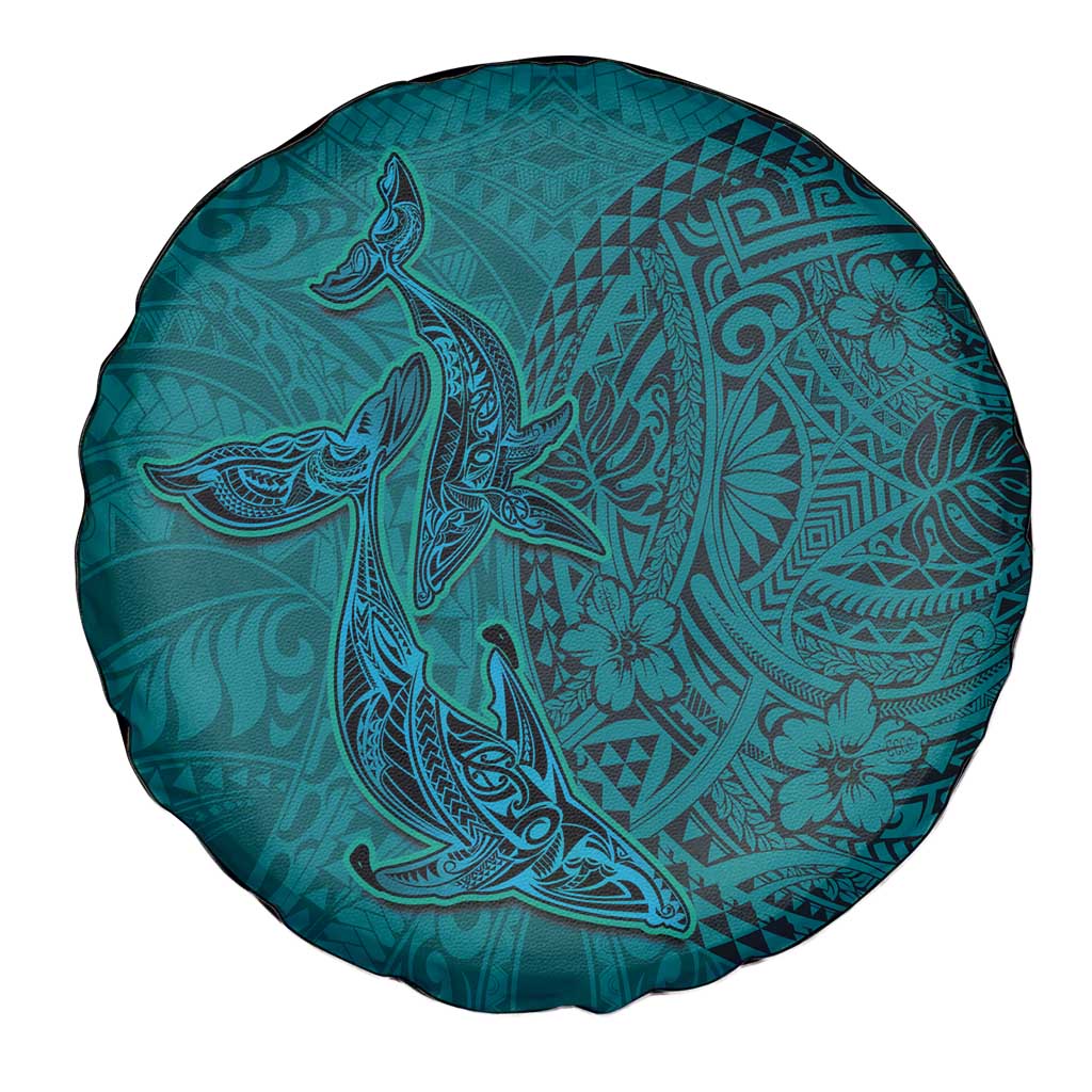 Hawaiian Whales Polynesian Art Motifs Spare Tire Cover Turquoise Color LT03 - Polynesian Pride