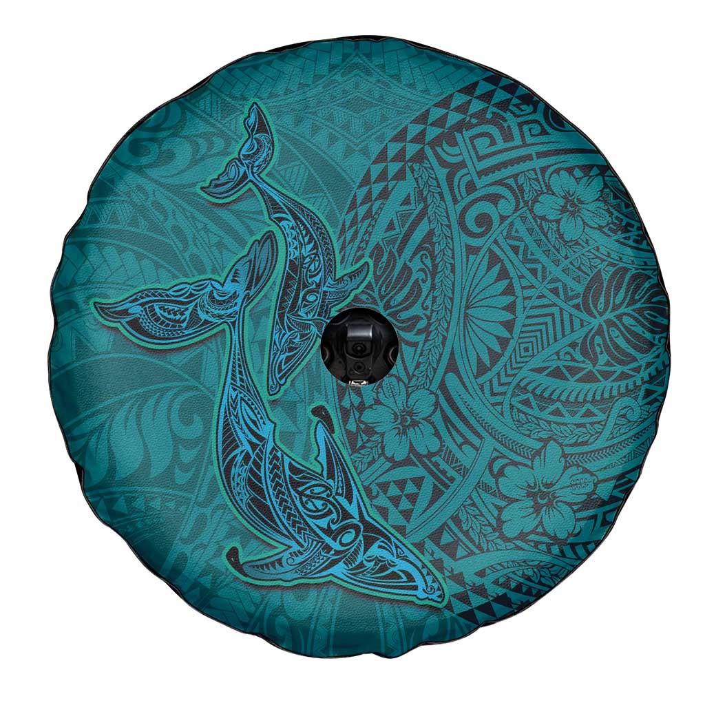 Hawaiian Whales Polynesian Art Motifs Spare Tire Cover Turquoise Color LT03 - Polynesian Pride