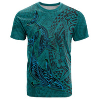 Hawaiian Whales Polynesian Art Motifs T Shirt Turquoise Color LT03 Turquoise - Polynesian Pride