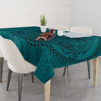 Hawaiian Whales Polynesian Art Motifs Tablecloth Turquoise Color LT03 - Polynesian Pride