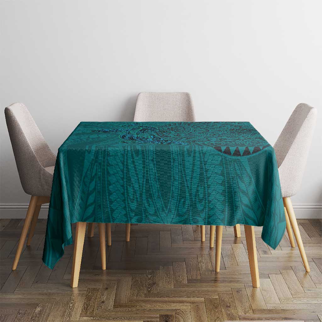 Hawaiian Whales Polynesian Art Motifs Tablecloth Turquoise Color LT03 - Polynesian Pride
