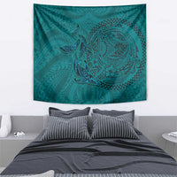 Hawaiian Whales Polynesian Art Motifs Tapestry Turquoise Color LT03 - Polynesian Pride